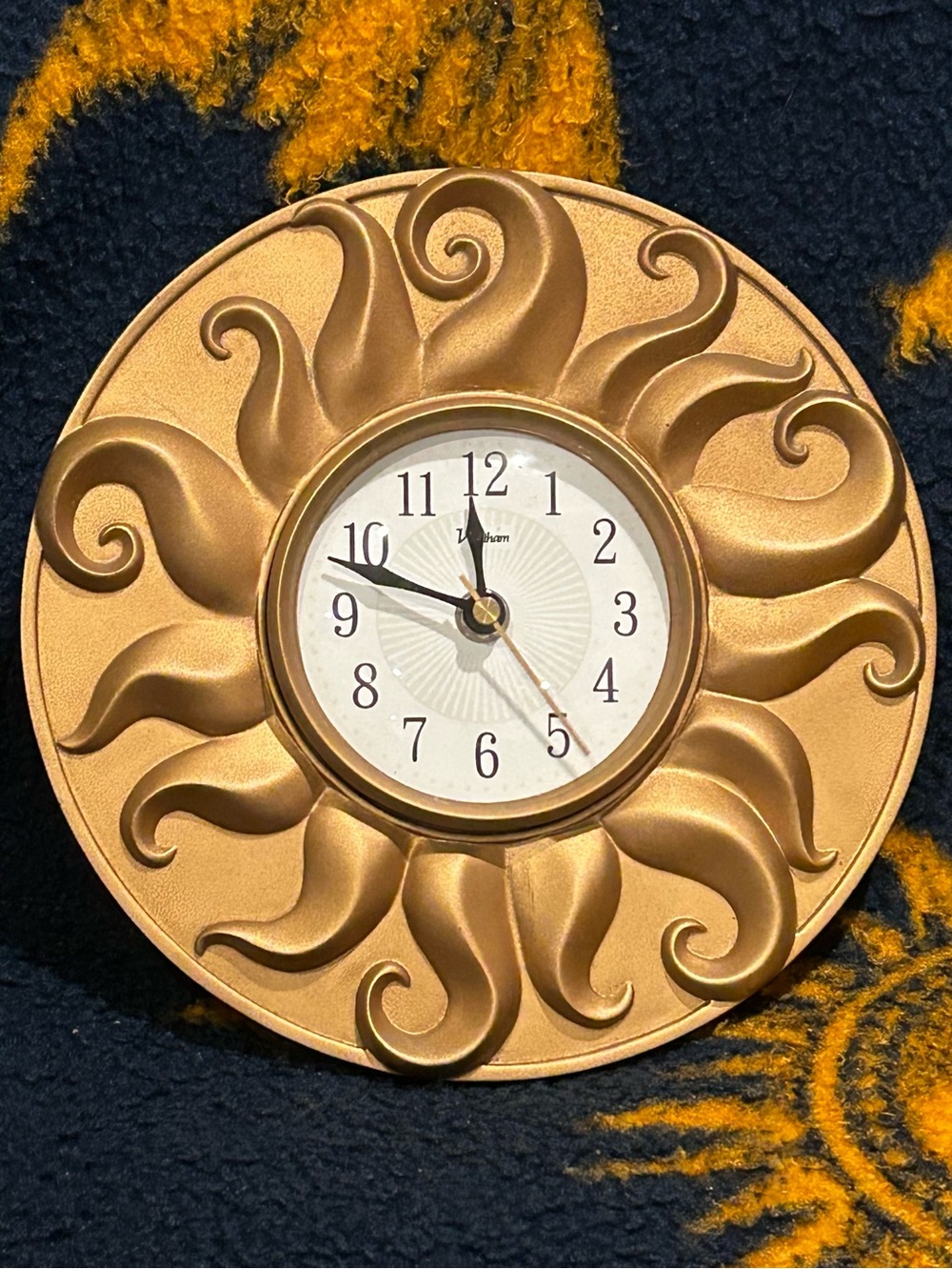 VTG 90s Celestial Waltham Sunburst Wall Clock 9” Gold Whimsigoth Gallery Wall